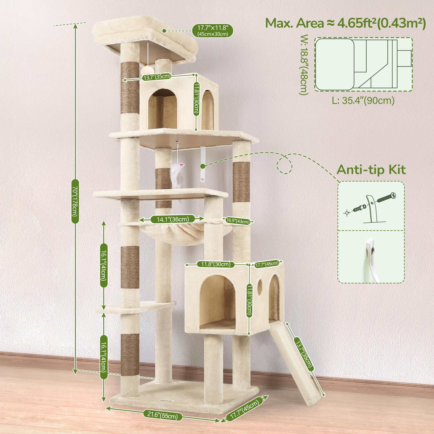 70" Heavy Duty Cat Tree Tower