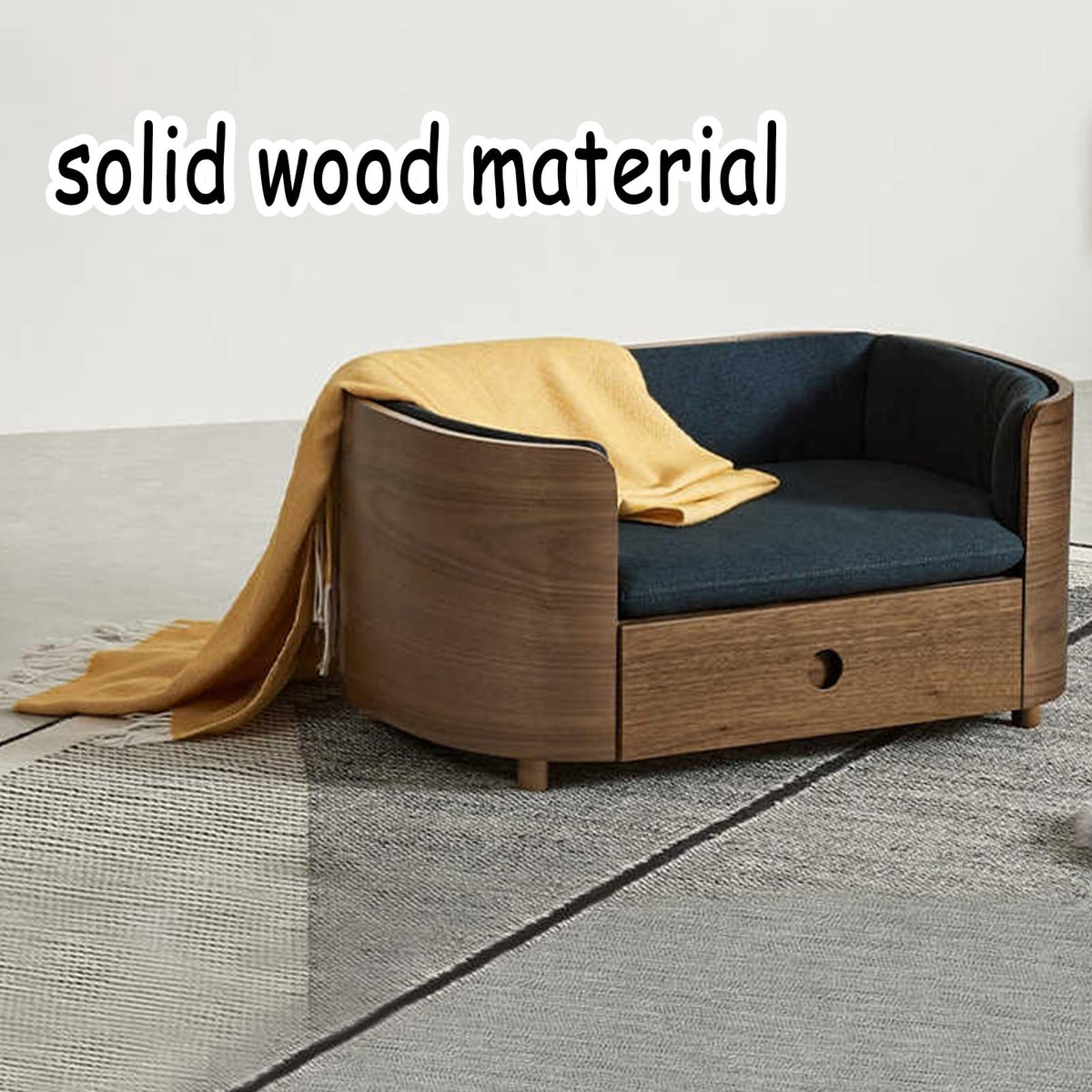 Elevated Wooden Pet Bed with Mattress