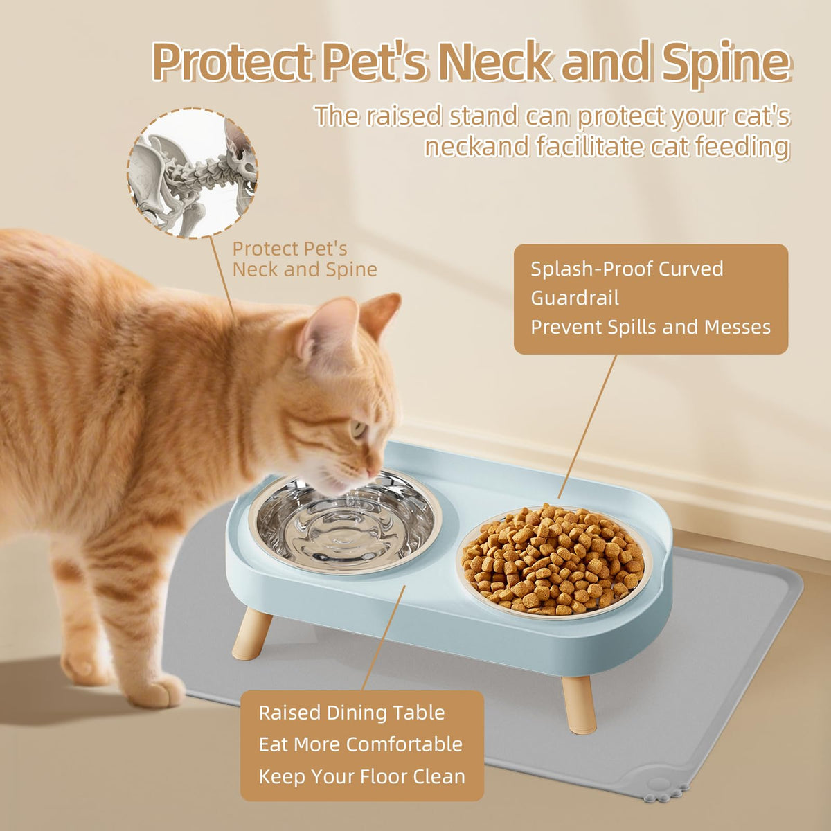 Elevated Cat Food & Water Bowl Set