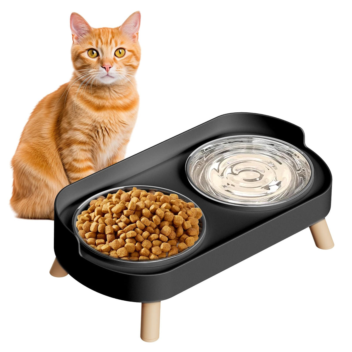 Elevated Cat Food & Water Bowl Set