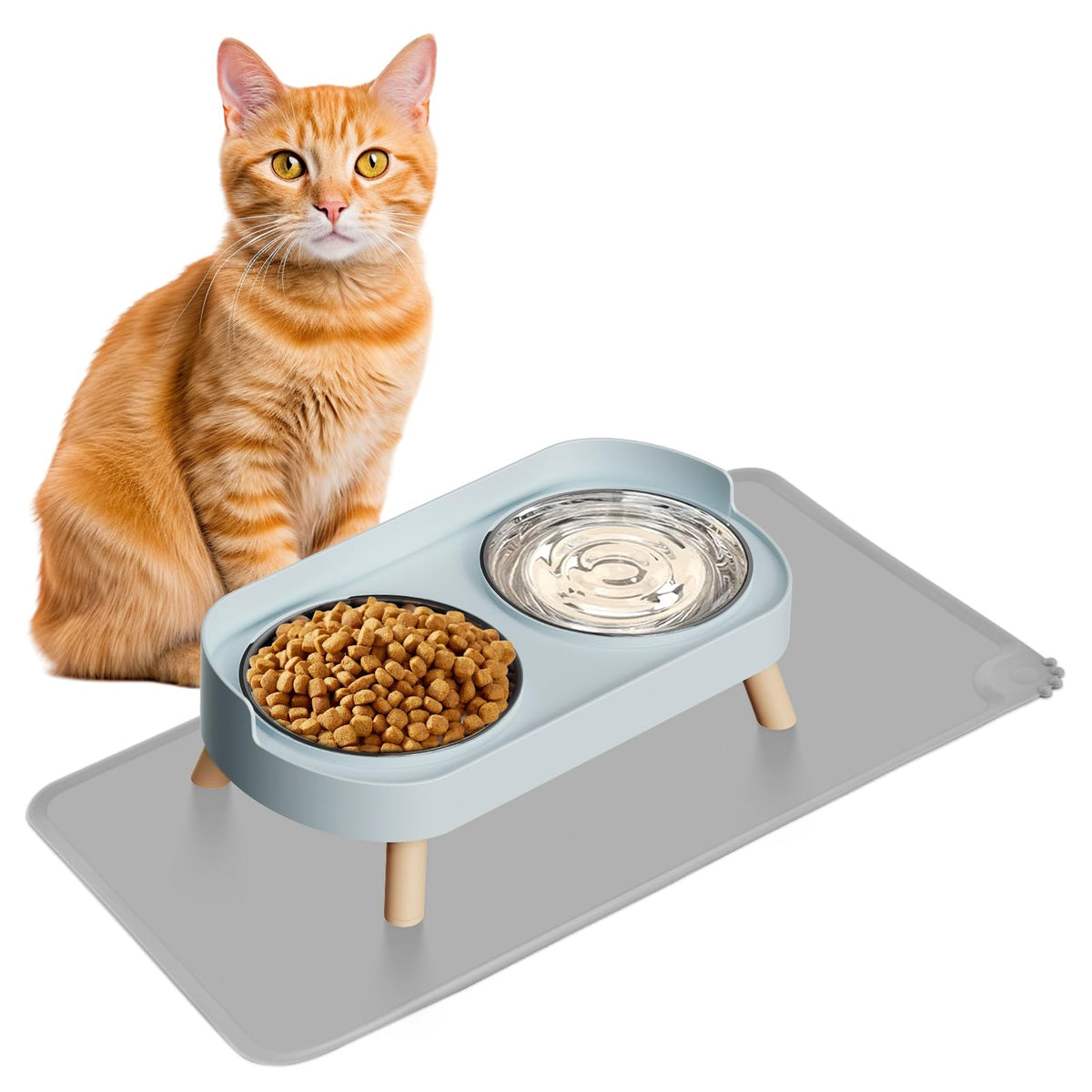Elevated Cat Food & Water Bowl Set