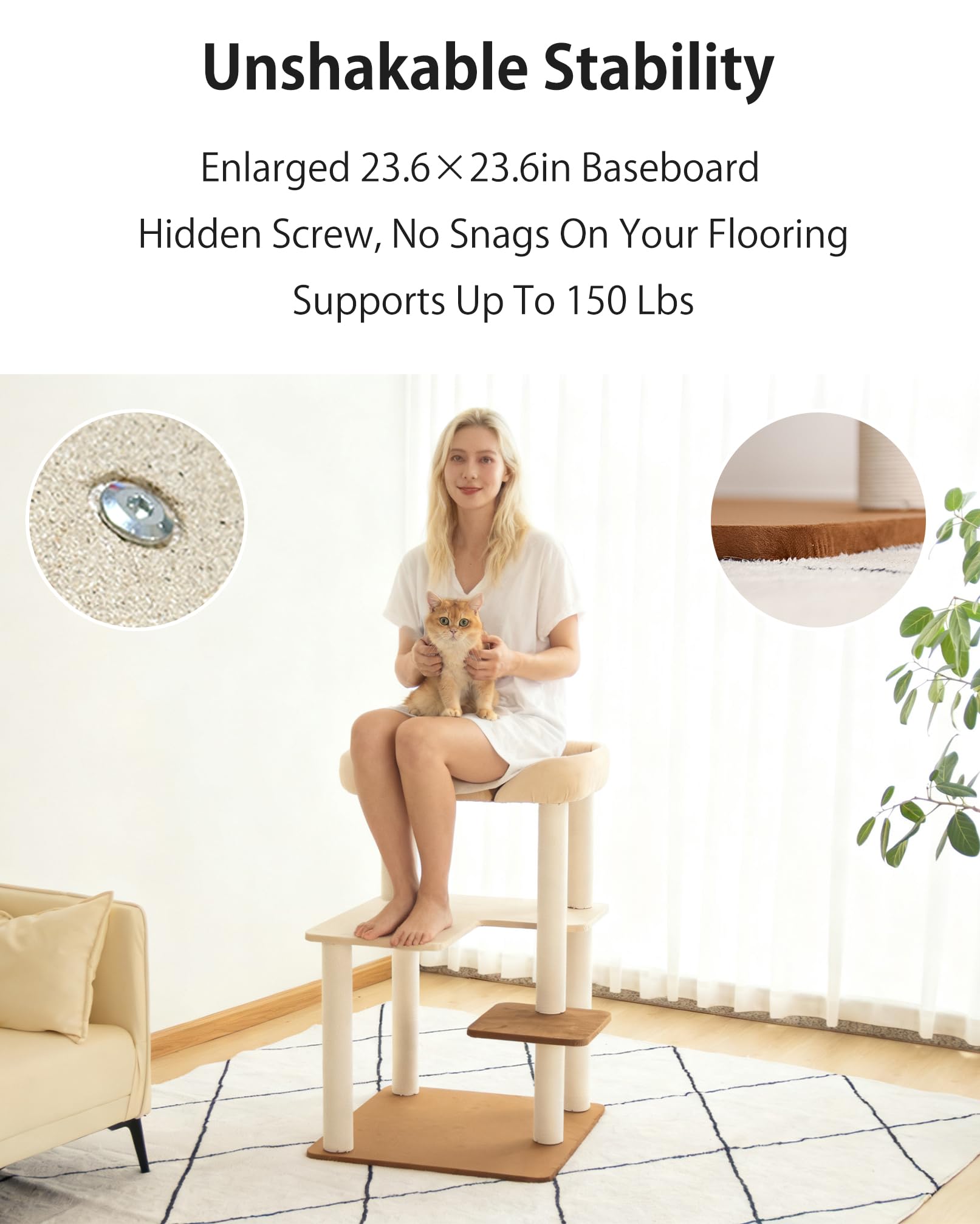 Wooden Cat Tower with Clear Bowl Bed