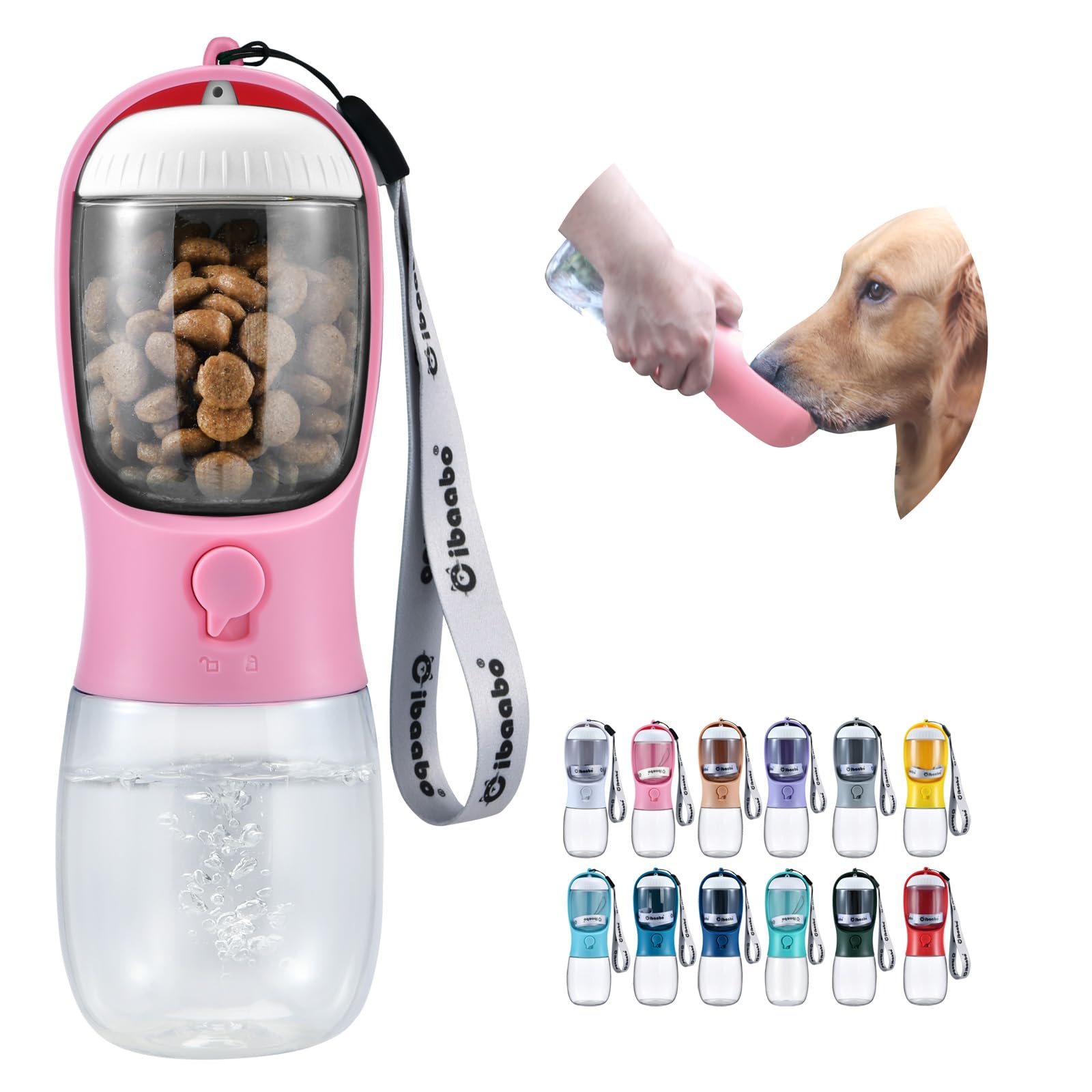 Portable Dog Water Bottle with Food Container