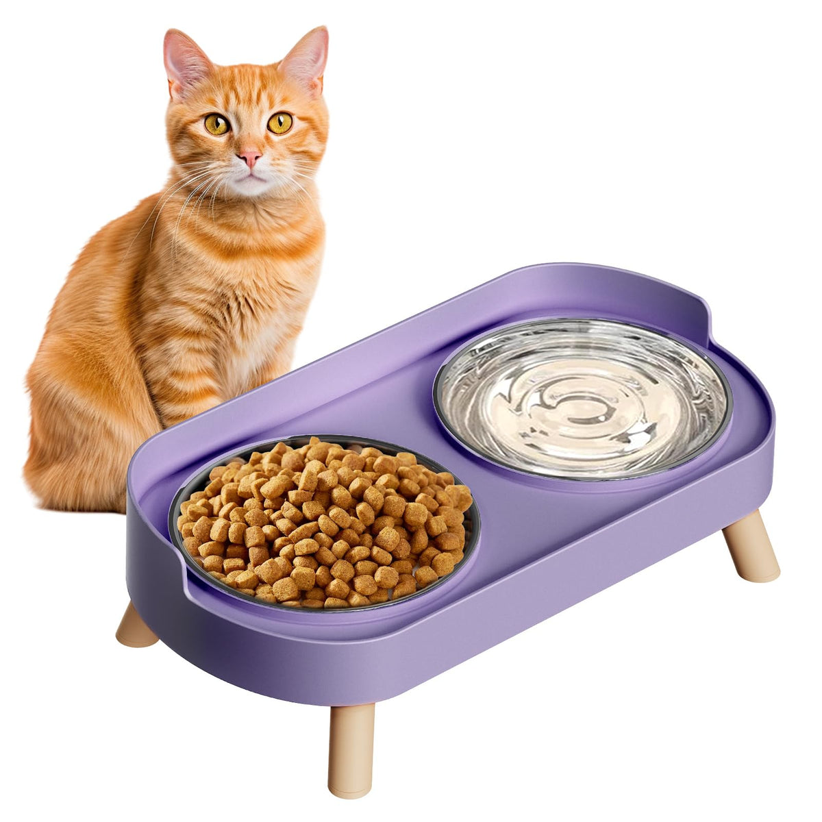 Elevated Cat Food & Water Bowl Set