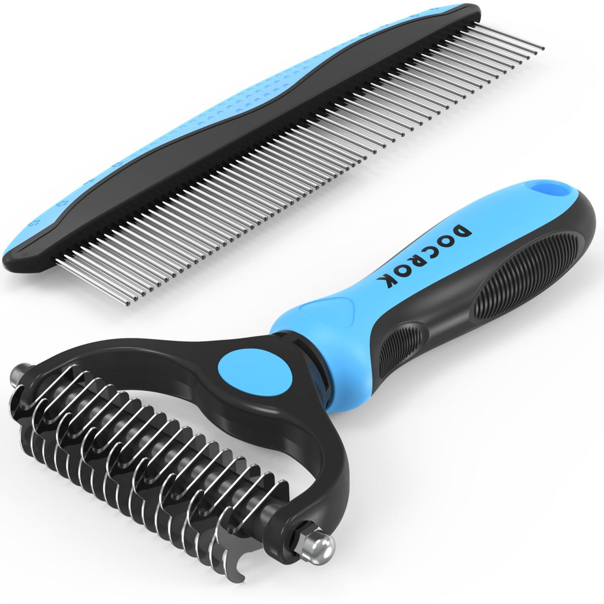 Docrok Pet Grooming Brush and Metal Comb Combo
