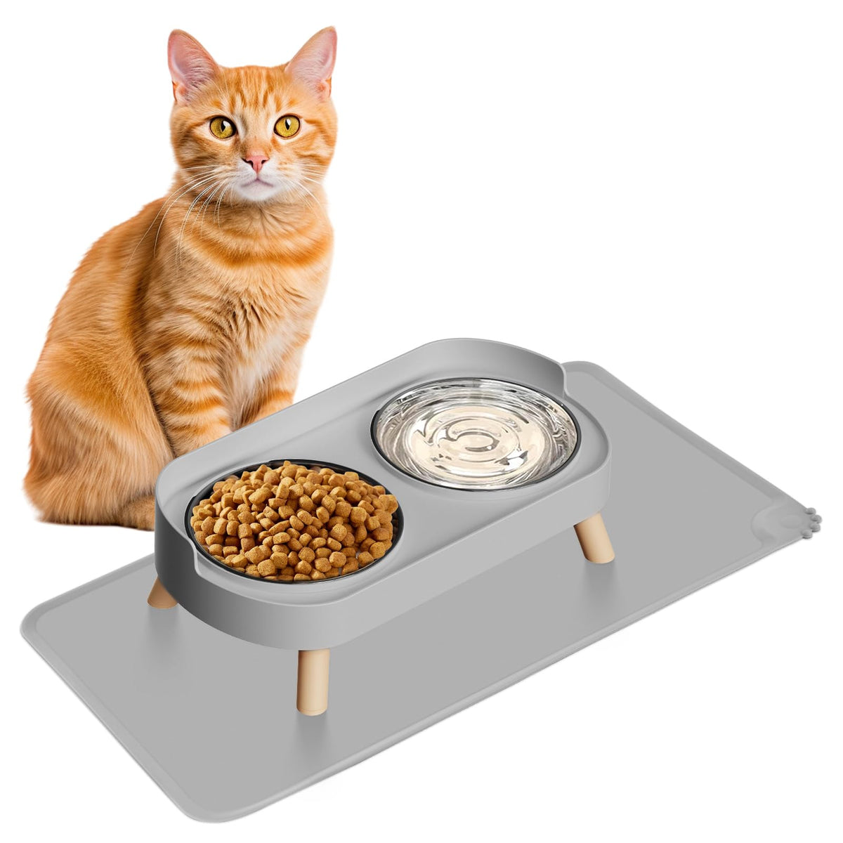 Elevated Cat Food & Water Bowl Set