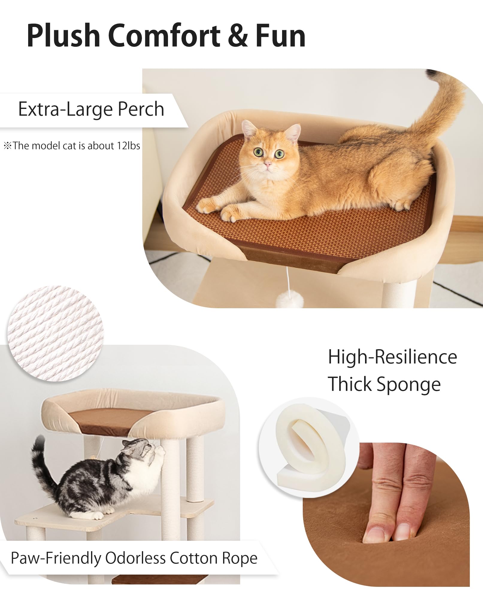 Wooden Cat Tower with Clear Bowl Bed