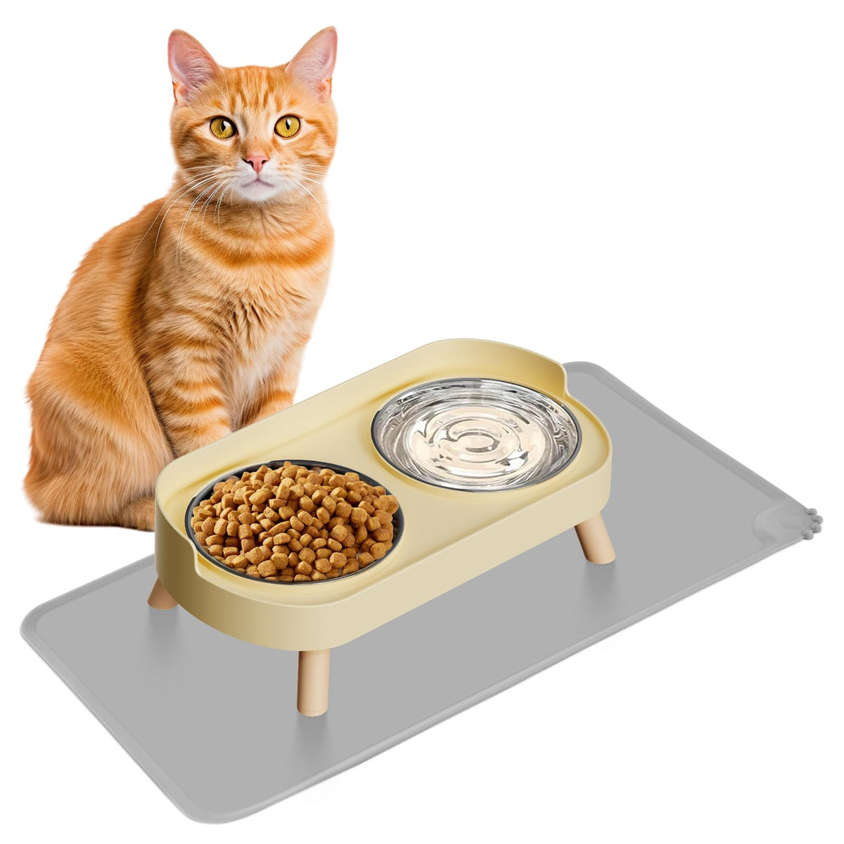 Elevated Cat Food & Water Bowl Set