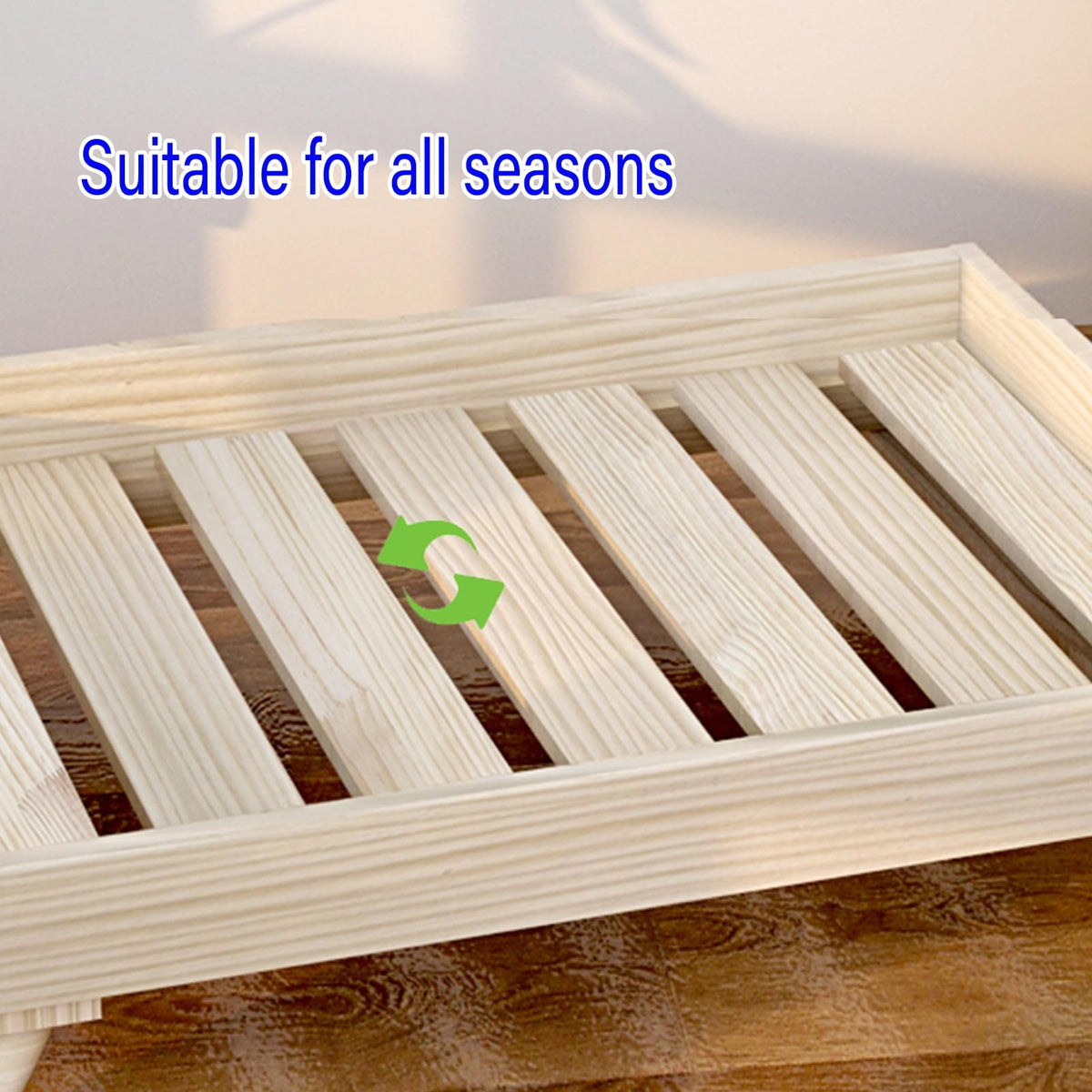 Elevated Wooden Pet Bed with Mattress