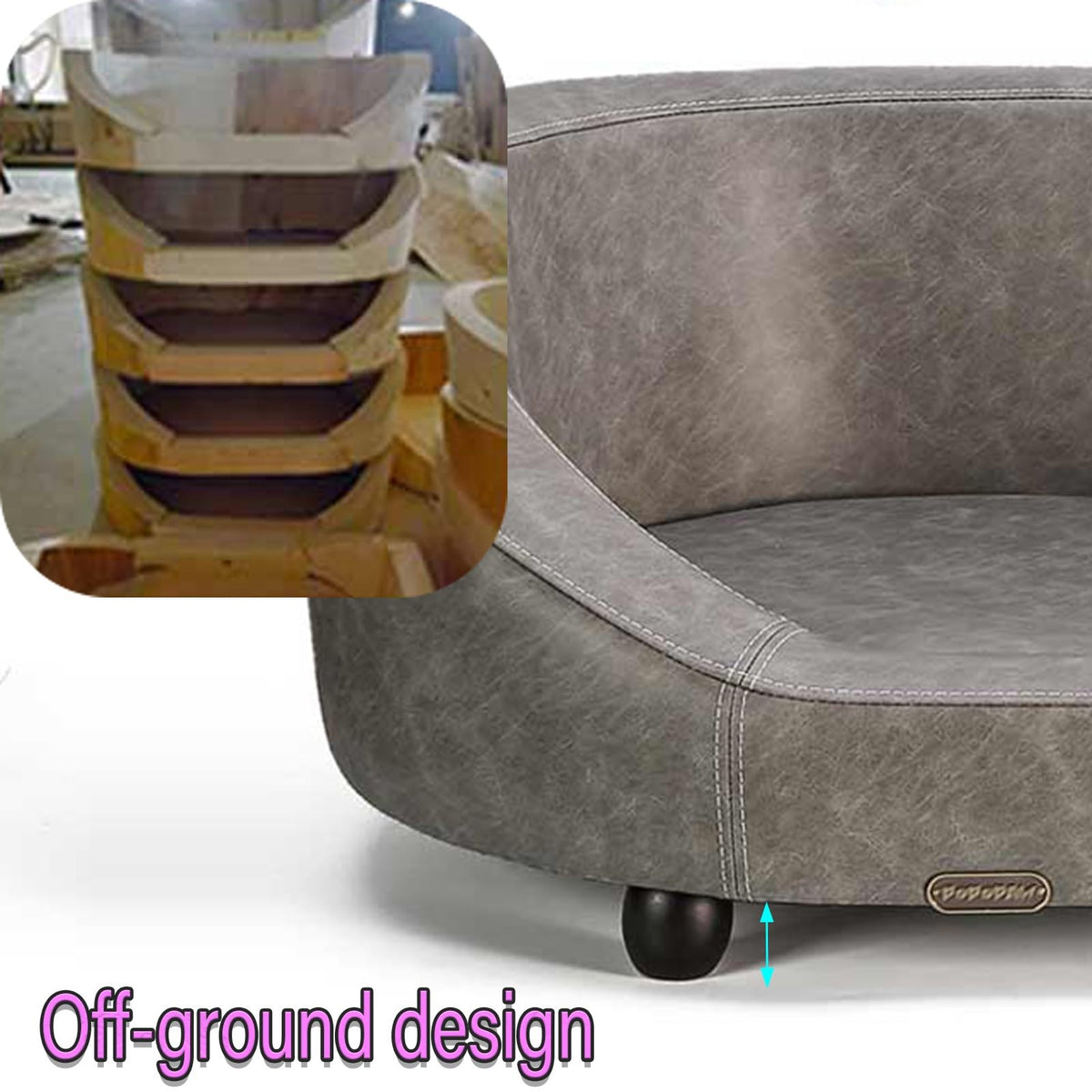 Elevated Wooden Pet Sofa Bed with Mattress Cover