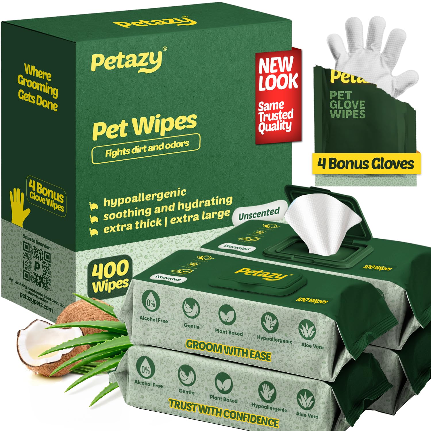 Organic Pet Cleaning Wipes for Dogs & Cats
