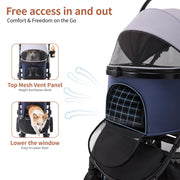 3-in-1 Foldable Pet Stroller with Removable Carrier
