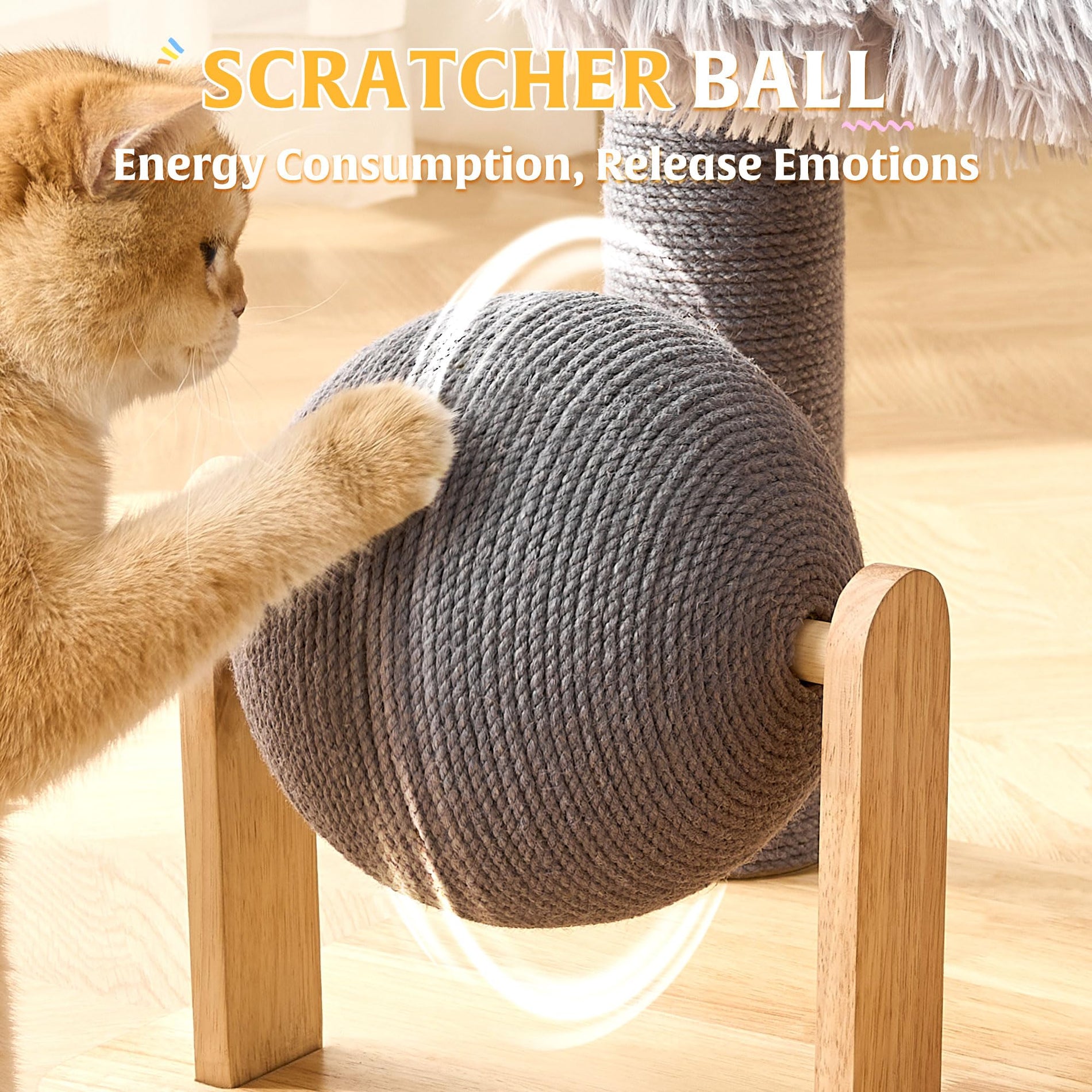 53" Solid Wood Cat Tree Tower with Space Capsule