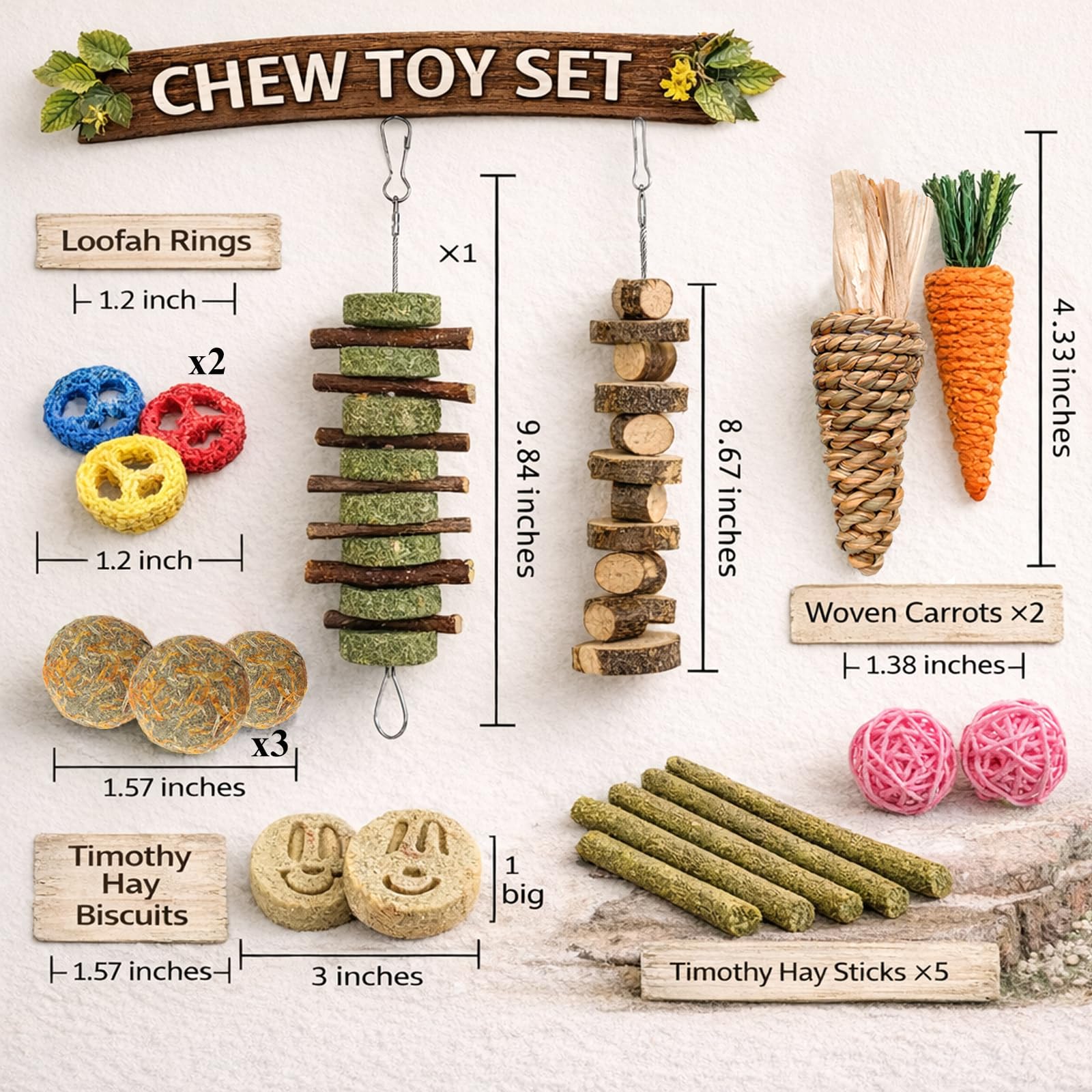 Natural Bunny Chew Toys & Treat Sticks