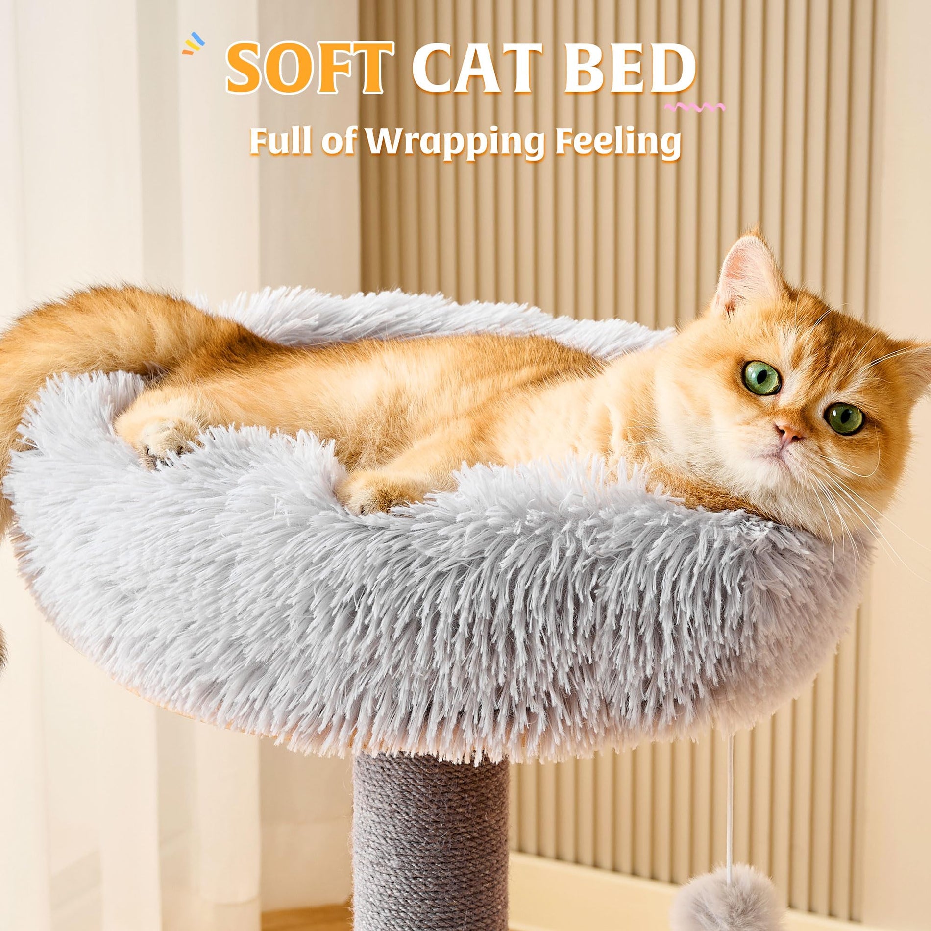 53" Solid Wood Cat Tree Tower with Space Capsule