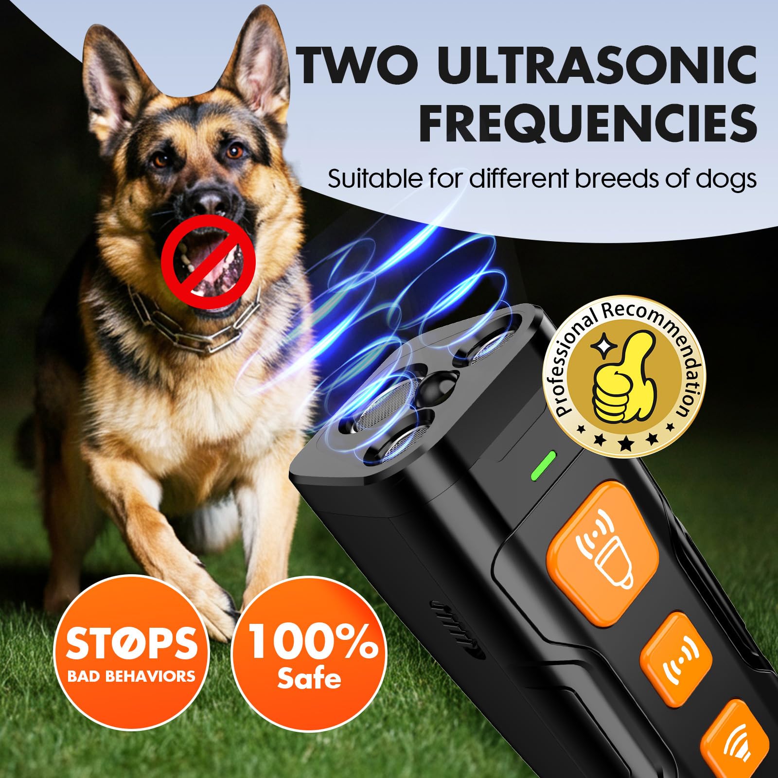 Ultrasonic Dog Bark Deterrent Device Rechargeable