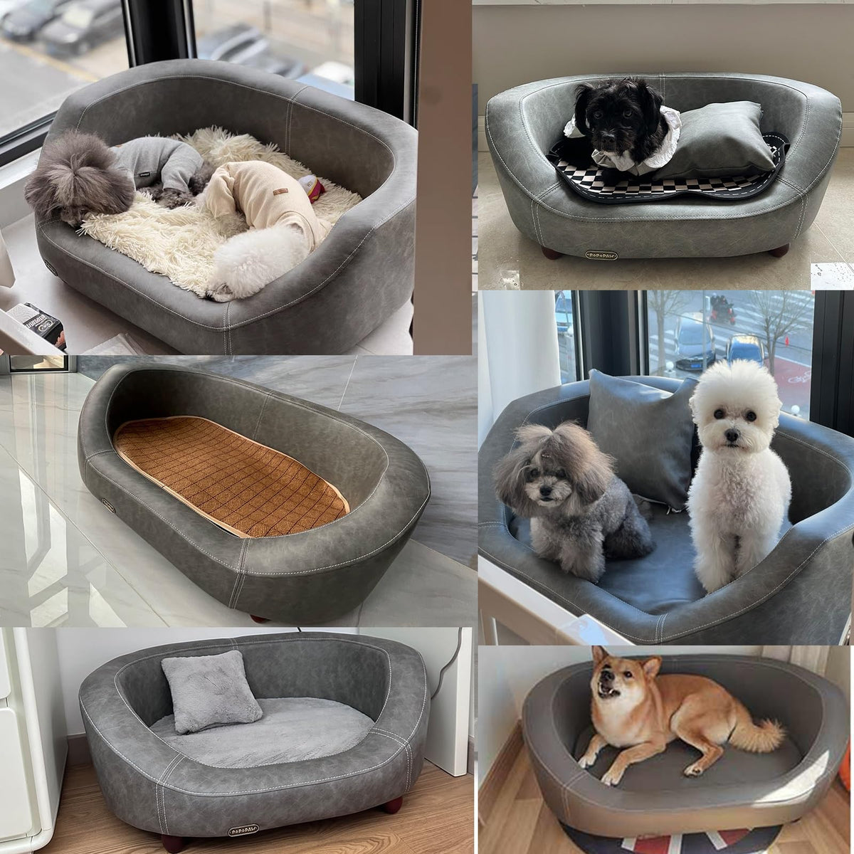 Elevated Wooden Pet Sofa Bed with Mattress Cover
