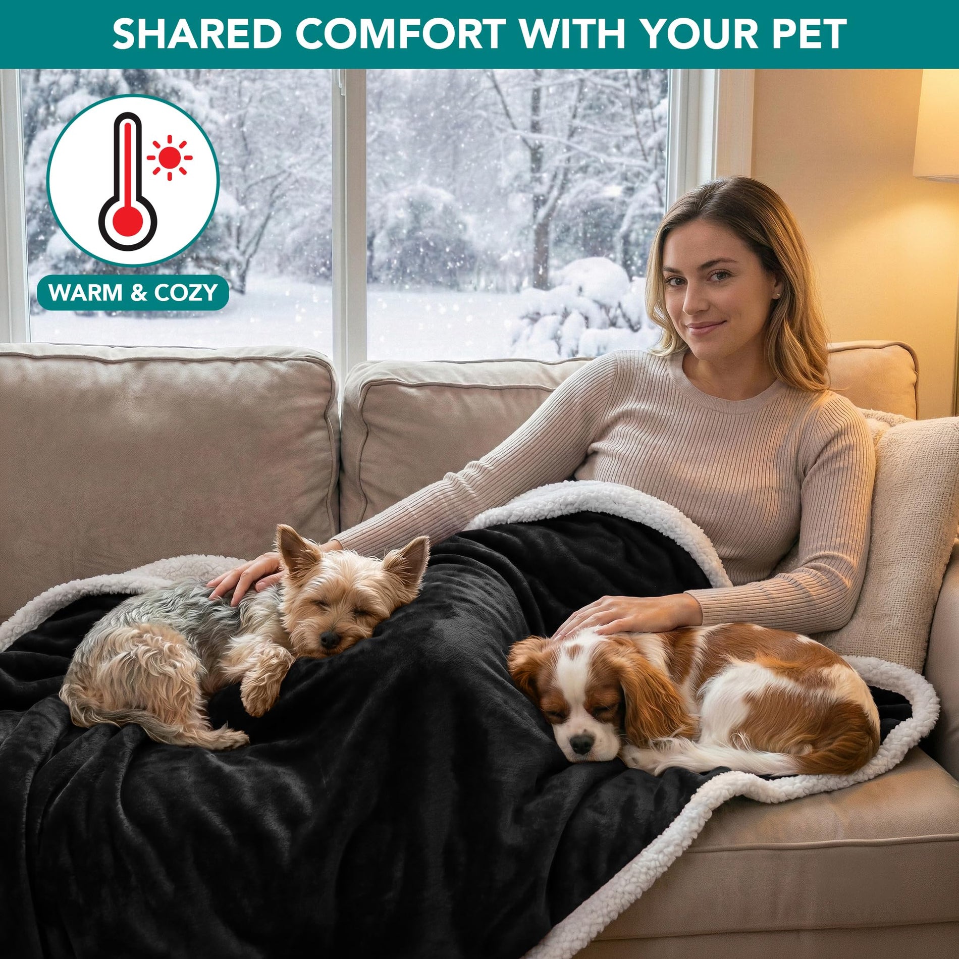 Waterproof Reversible Pet Blanket for Couch & Bed