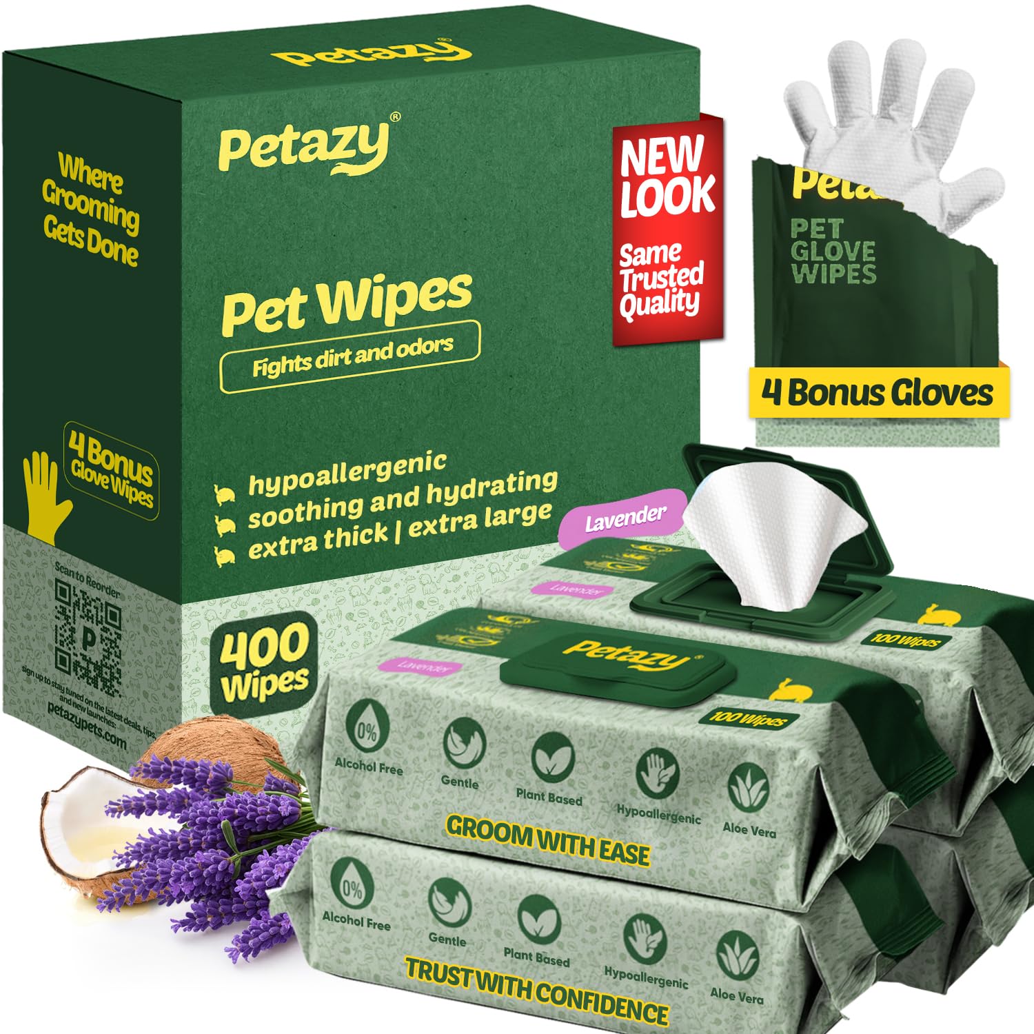 Organic Pet Cleaning Wipes for Dogs & Cats