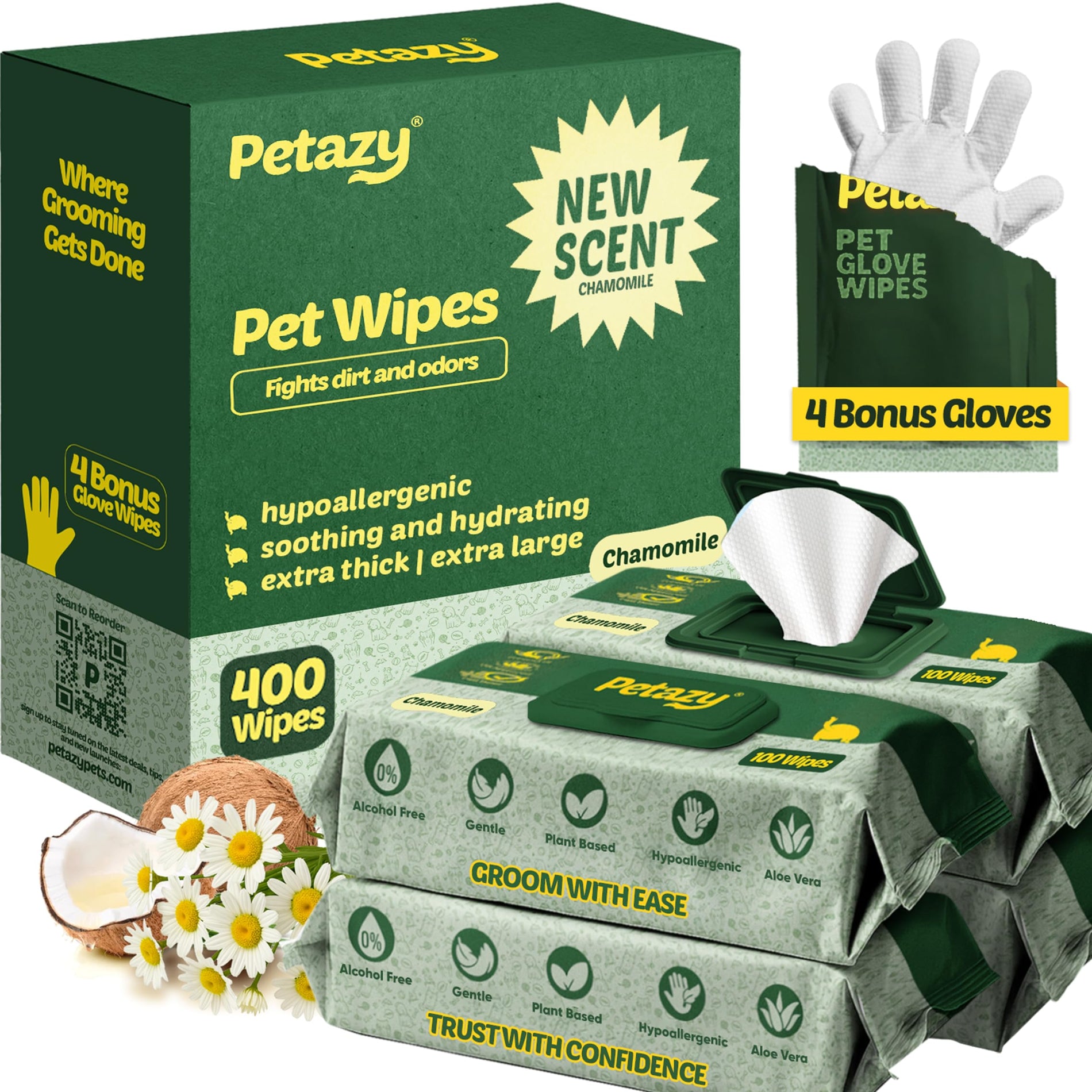 Organic Pet Cleaning Wipes for Dogs & Cats