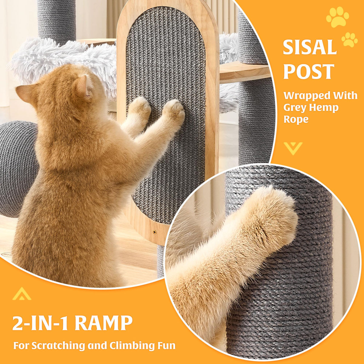 53" Solid Wood Cat Tree Tower with Space Capsule